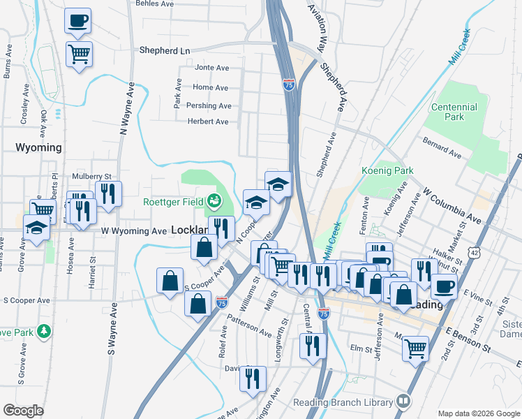 map of restaurants, bars, coffee shops, grocery stores, and more near 249 West Forrer in Cincinnati