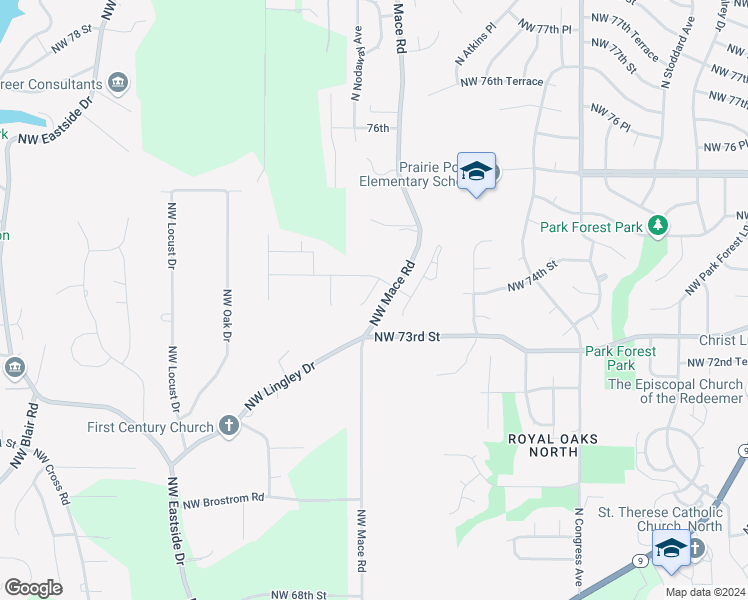 map of restaurants, bars, coffee shops, grocery stores, and more near 7313 North Conant Avenue in Kansas City