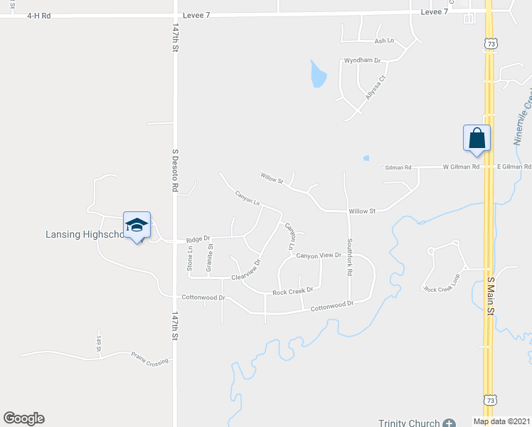 map of restaurants, bars, coffee shops, grocery stores, and more near 851 Canyon Lane in Lansing