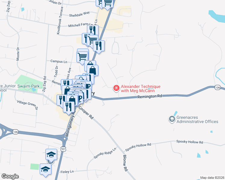 map of restaurants, bars, coffee shops, grocery stores, and more near 8030 Remington Road in Cincinnati