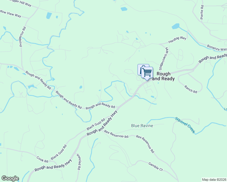 map of restaurants, bars, coffee shops, grocery stores, and more near 10224 Mystery Lane in Rough and Ready