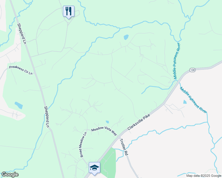 map of restaurants, bars, coffee shops, grocery stores, and more near 11843 Linden Chapel Road in Clarksville