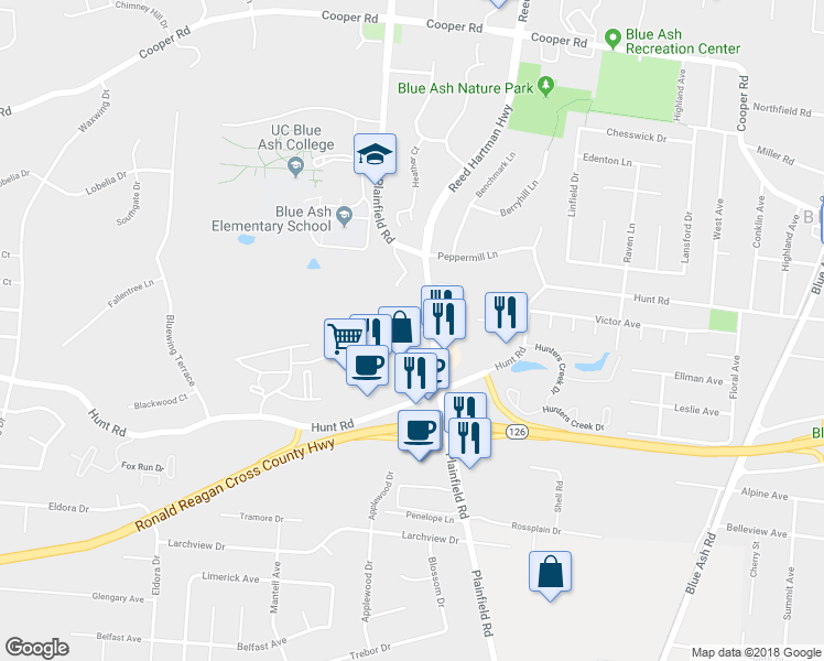 map of restaurants, bars, coffee shops, grocery stores, and more near 4062 Georgetown Road in Cincinnati