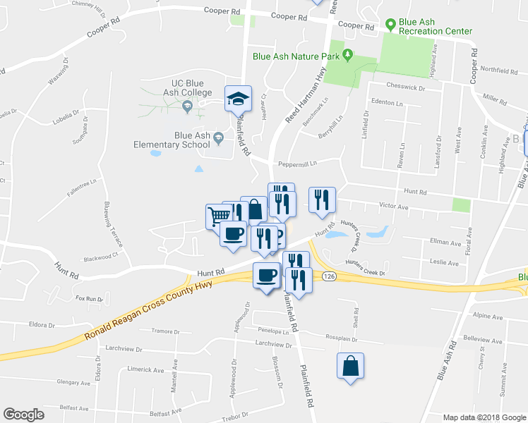 map of restaurants, bars, coffee shops, grocery stores, and more near 4086 Georgetown Road in Cincinnati