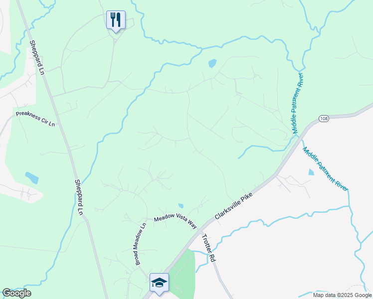 map of restaurants, bars, coffee shops, grocery stores, and more near 11843 Linden Chapel Road in Clarksville