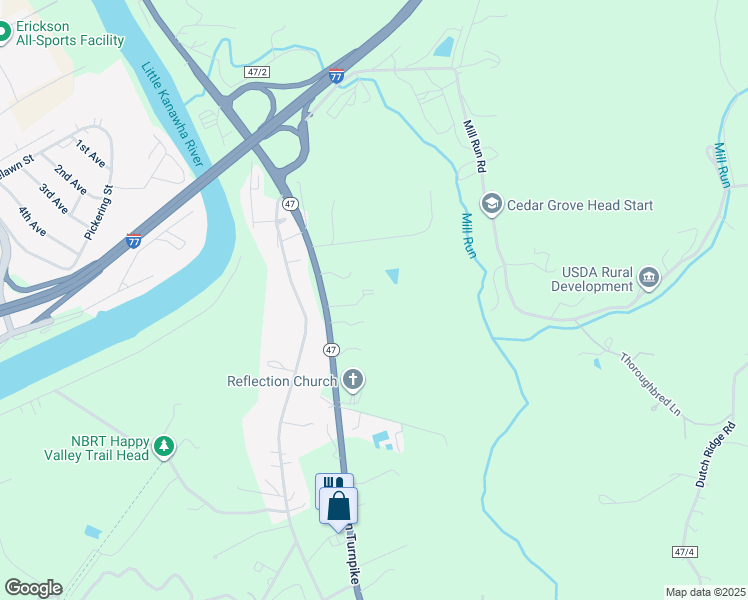 map of restaurants, bars, coffee shops, grocery stores, and more near 2875 Staunton Turnpike in Parkersburg