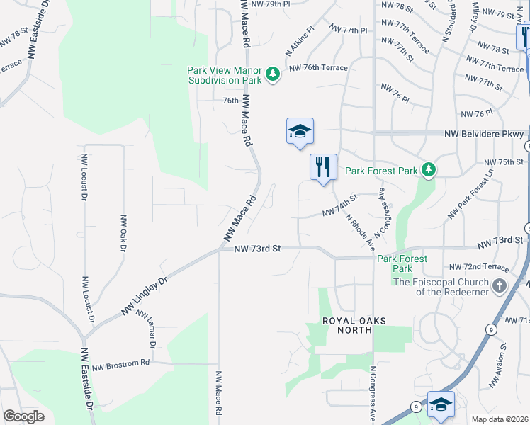 map of restaurants, bars, coffee shops, grocery stores, and more near 7315 North Tipton Avenue in Kansas City