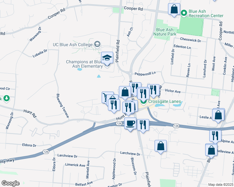 map of restaurants, bars, coffee shops, grocery stores, and more near 4042 Georgetown Road in Cincinnati