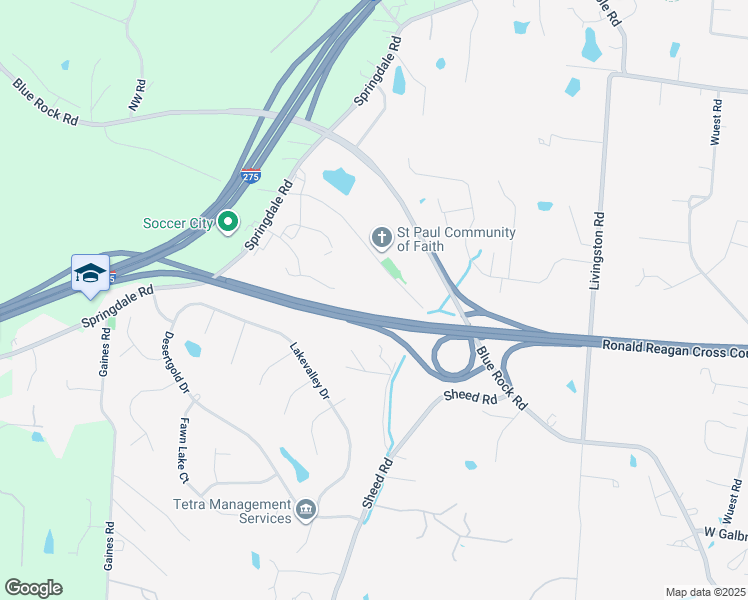 map of restaurants, bars, coffee shops, grocery stores, and more near 5311 Old Blue Rock Road in Cincinnati