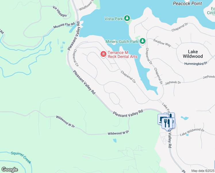 map of restaurants, bars, coffee shops, grocery stores, and more near 20546 Chaparral Cir in Penn Valley