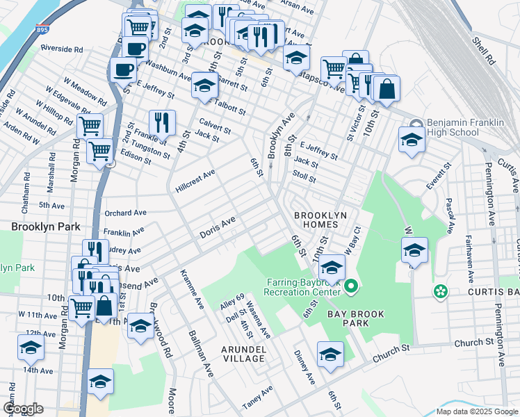 map of restaurants, bars, coffee shops, grocery stores, and more near 4115 Doris Avenue in Baltimore