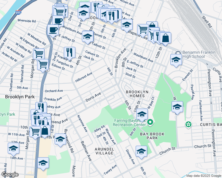 map of restaurants, bars, coffee shops, grocery stores, and more near 4115 Doris Avenue in Baltimore