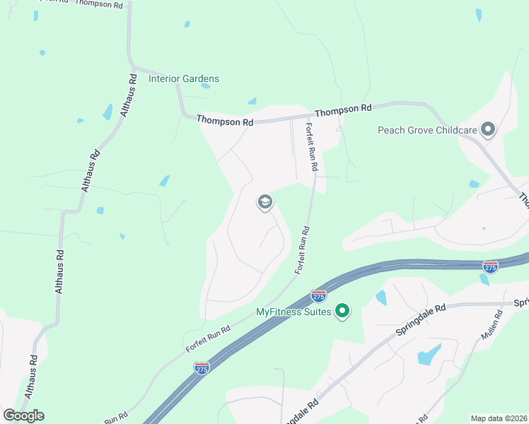 map of restaurants, bars, coffee shops, grocery stores, and more near 8585 Forest Valley Drive in Cincinnati