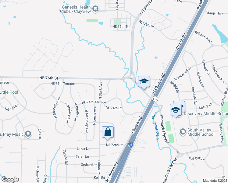 map of restaurants, bars, coffee shops, grocery stores, and more near 7511 North Kentucky Avenue in Kansas City
