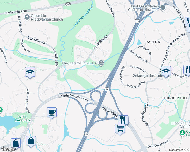 map of restaurants, bars, coffee shops, grocery stores, and more near 5685 U.S. 29 in Columbia