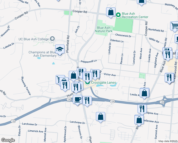 map of restaurants, bars, coffee shops, grocery stores, and more near 4229 Saint Andrews Place in Cincinnati