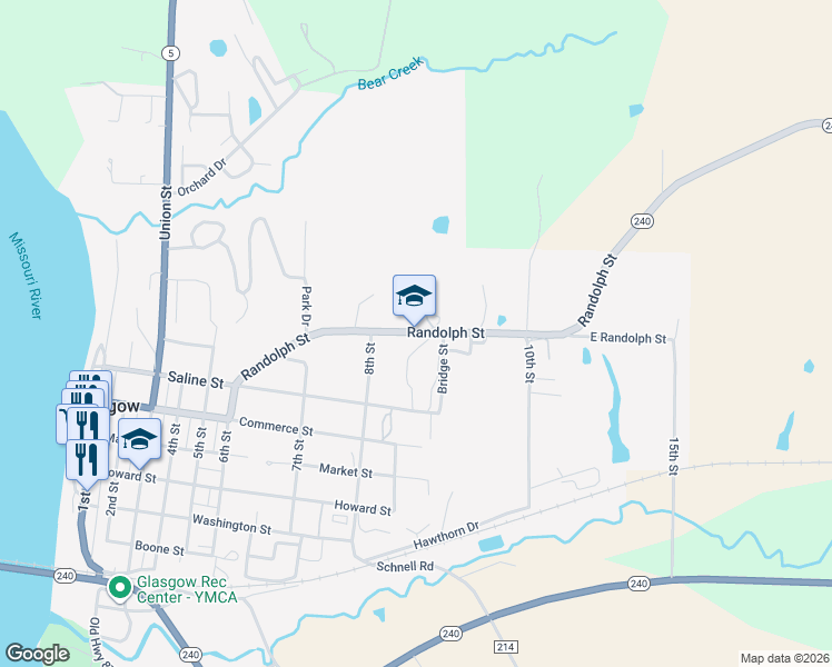 map of restaurants, bars, coffee shops, grocery stores, and more near 860 Randolph Street in Glasgow