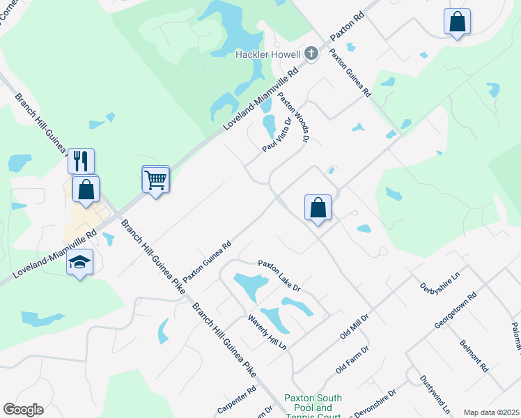 map of restaurants, bars, coffee shops, grocery stores, and more near 6625 Paxton Guinea Road in Loveland