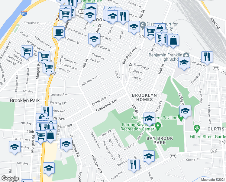 map of restaurants, bars, coffee shops, grocery stores, and more near 4130 Doris Avenue in Baltimore
