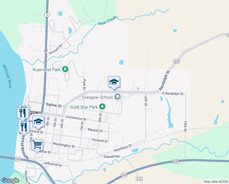 map of restaurants, bars, coffee shops, grocery stores, and more near 860 Randolph Street in Glasgow