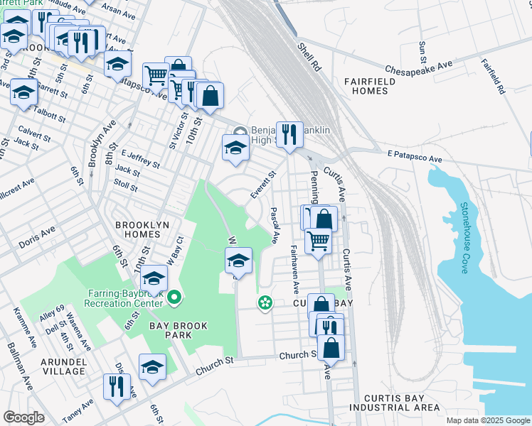 map of restaurants, bars, coffee shops, grocery stores, and more near 3929 Inner Circle in Baltimore