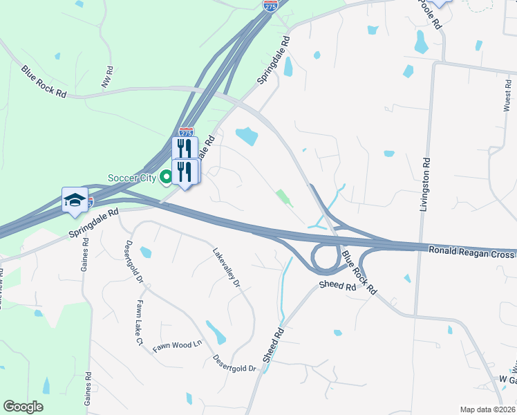 map of restaurants, bars, coffee shops, grocery stores, and more near 5603 Old Blue Rock Road in Cincinnati