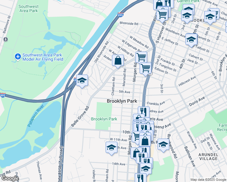 map of restaurants, bars, coffee shops, grocery stores, and more near 286 5th Avenue in Brooklyn Park