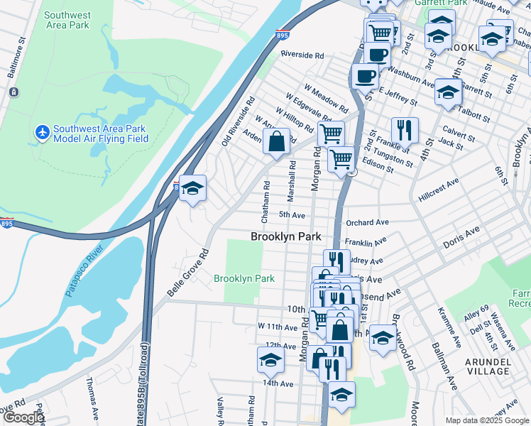 map of restaurants, bars, coffee shops, grocery stores, and more near 288 5th Avenue in Brooklyn Park