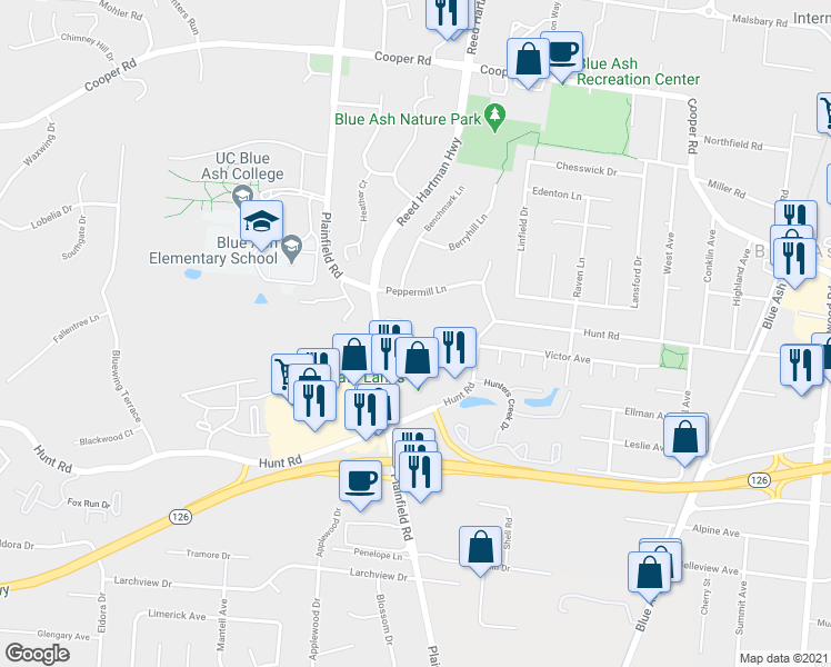 map of restaurants, bars, coffee shops, grocery stores, and more near 4229 Saint Andrews Place in Cincinnati