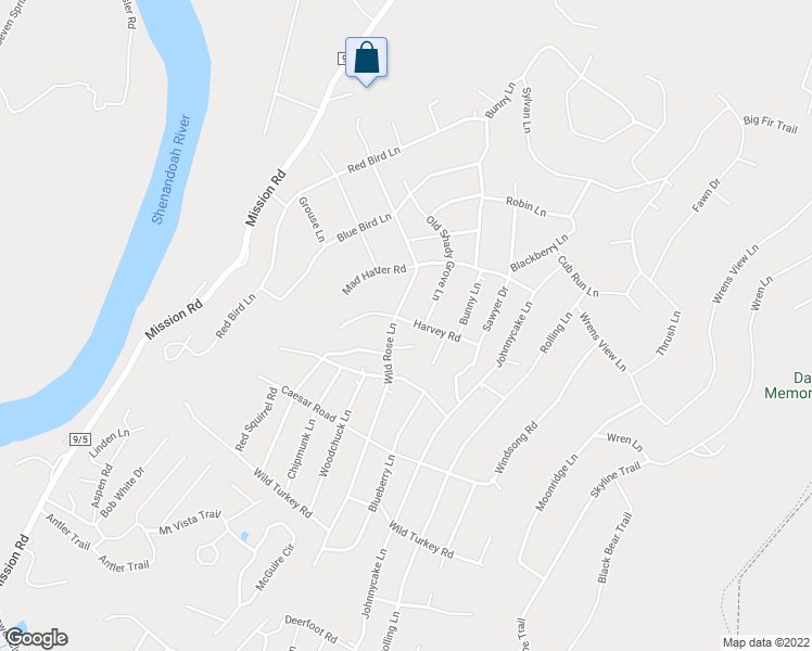 map of restaurants, bars, coffee shops, grocery stores, and more near 167 Harvey Road in Harpers Ferry