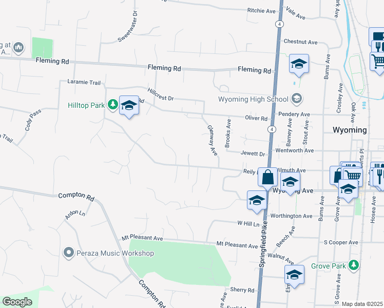 map of restaurants, bars, coffee shops, grocery stores, and more near 300 Reily Road in Cincinnati