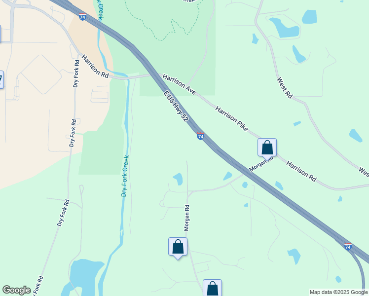 map of restaurants, bars, coffee shops, grocery stores, and more near 7507 Morgan Road in Cleves