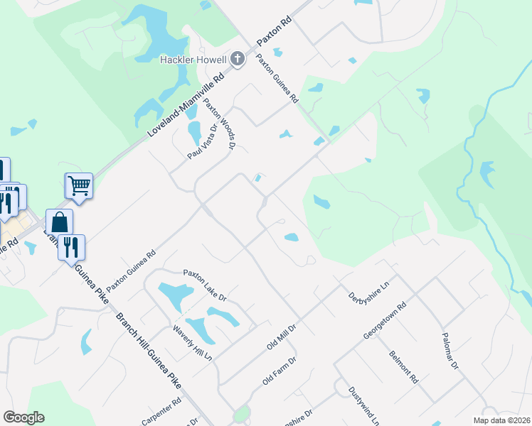 map of restaurants, bars, coffee shops, grocery stores, and more near 6416 Roth Ridge Drive in Loveland