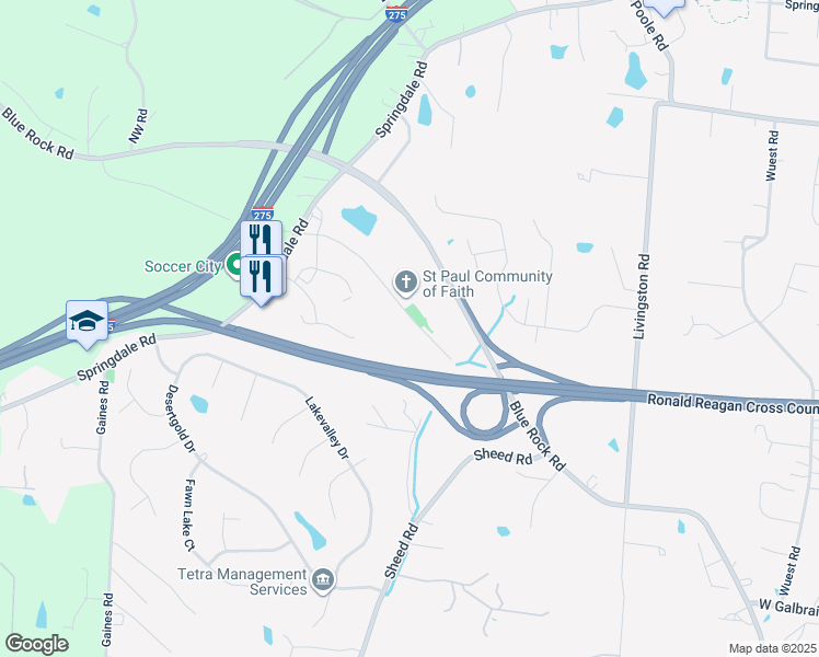 map of restaurants, bars, coffee shops, grocery stores, and more near 5311 Old Blue Rock Road in Cincinnati