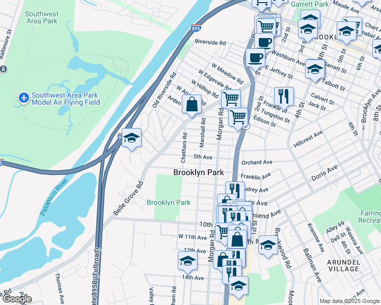 map of restaurants, bars, coffee shops, grocery stores, and more near 208 5th Avenue in Baltimore
