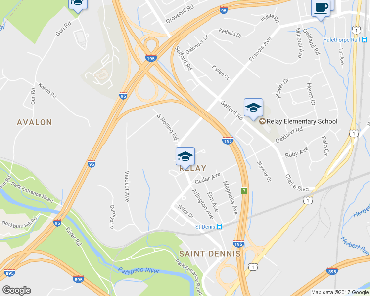 map of restaurants, bars, coffee shops, grocery stores, and more near 803 Francis Ave in Halethorpe