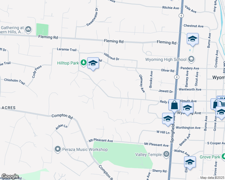 map of restaurants, bars, coffee shops, grocery stores, and more near 629 Liddle Lane in Cincinnati