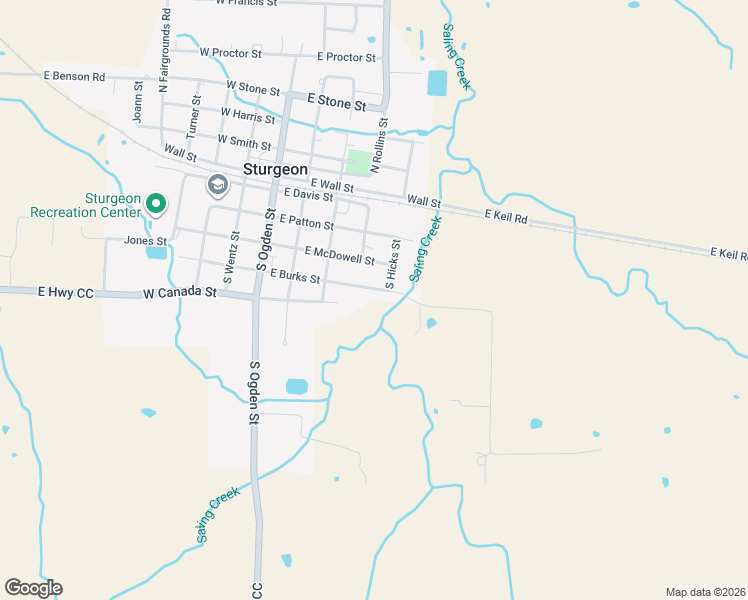 map of restaurants, bars, coffee shops, grocery stores, and more near 406 East Burks Street in Sturgeon