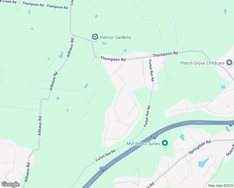 map of restaurants, bars, coffee shops, grocery stores, and more near 8047 Valley Crossing Drive in Cincinnati