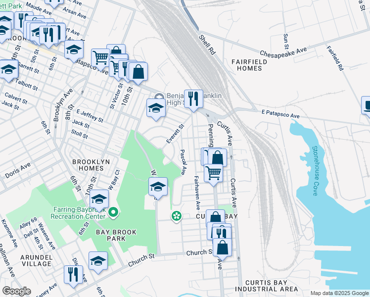 map of restaurants, bars, coffee shops, grocery stores, and more near 3823 Pascal Avenue in Baltimore