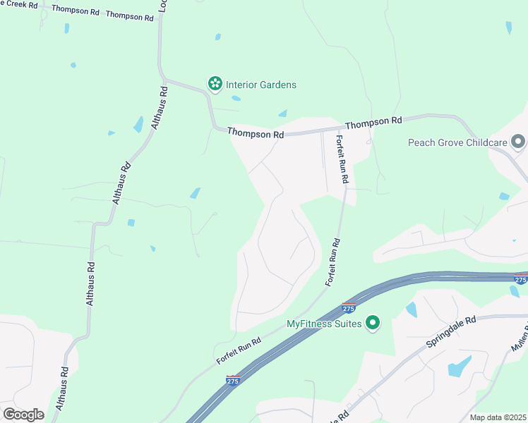map of restaurants, bars, coffee shops, grocery stores, and more near 8047 Valley Crossing Drive in Cincinnati