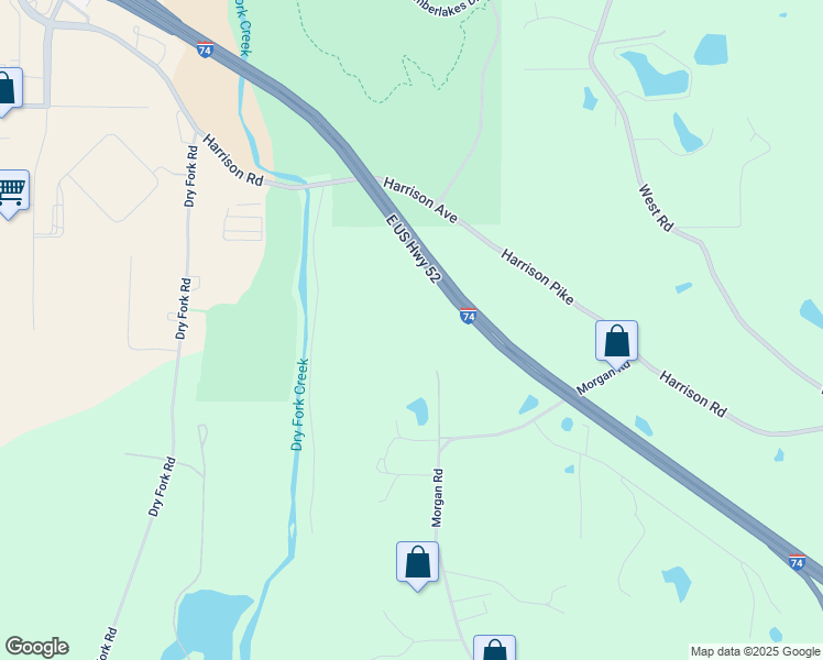 map of restaurants, bars, coffee shops, grocery stores, and more near 7507 Morgan Road in Cleves