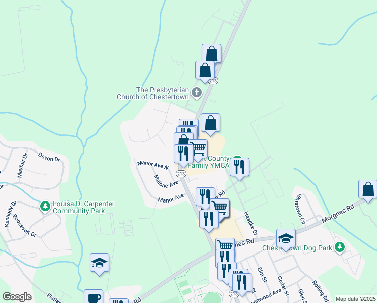 map of restaurants, bars, coffee shops, grocery stores, and more near 865 Washington Avenue in Chestertown