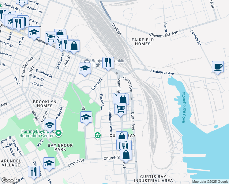 map of restaurants, bars, coffee shops, grocery stores, and more near 1504 Spruce Street in Baltimore
