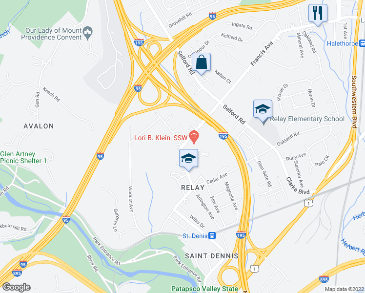 map of restaurants, bars, coffee shops, grocery stores, and more near 801 Francis Avenue in Halethorpe