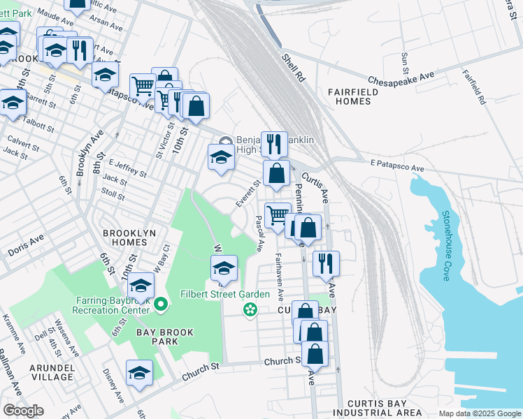 map of restaurants, bars, coffee shops, grocery stores, and more near 3813 Pascal Avenue in Baltimore