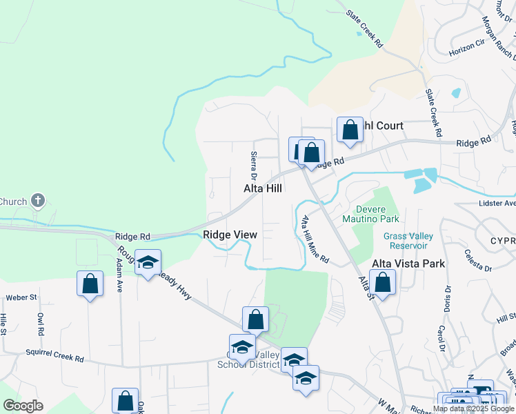 map of restaurants, bars, coffee shops, grocery stores, and more near 10426 Carey Drive in Grass Valley