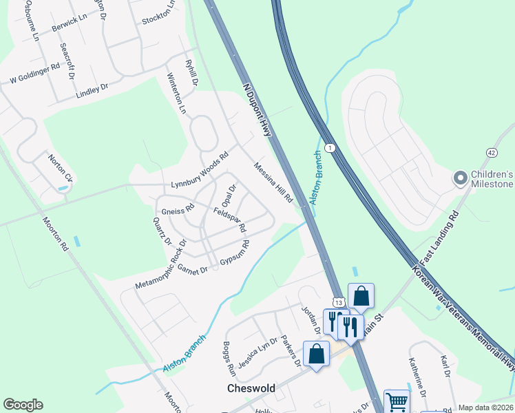 map of restaurants, bars, coffee shops, grocery stores, and more near 47 Messina Hill Road in Dover