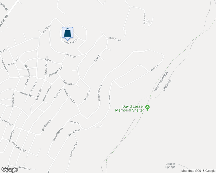 map of restaurants, bars, coffee shops, grocery stores, and more near 441 Wren Lane in Harpers Ferry