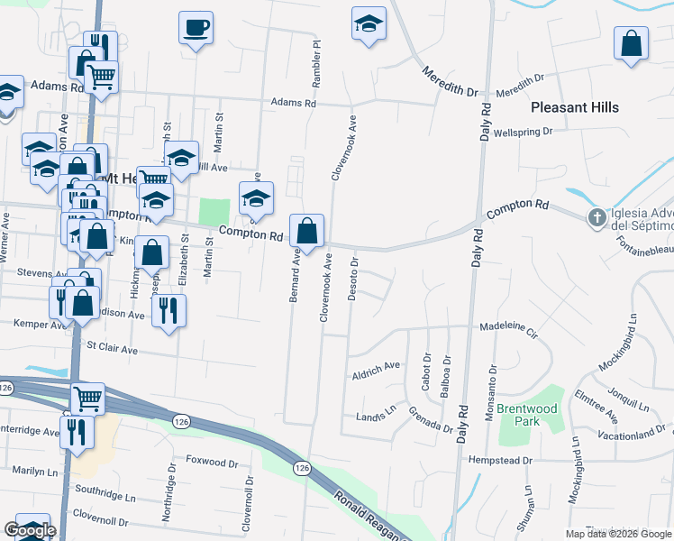 map of restaurants, bars, coffee shops, grocery stores, and more near 1331 Compton Road in Cincinnati